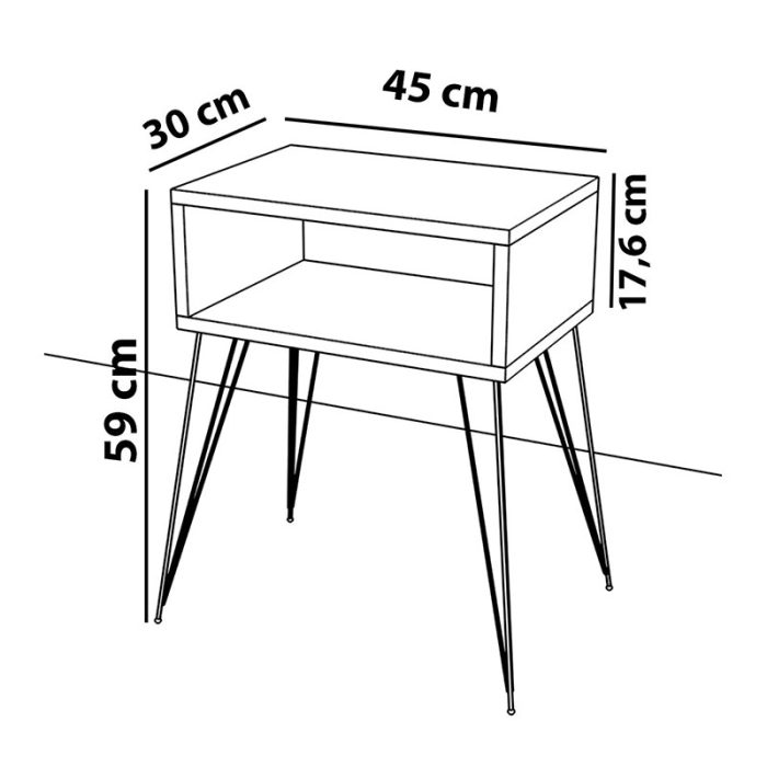 Κομοδίνο Naida pakoworld καρυδί-μαύρο 45x30x59εκ-4