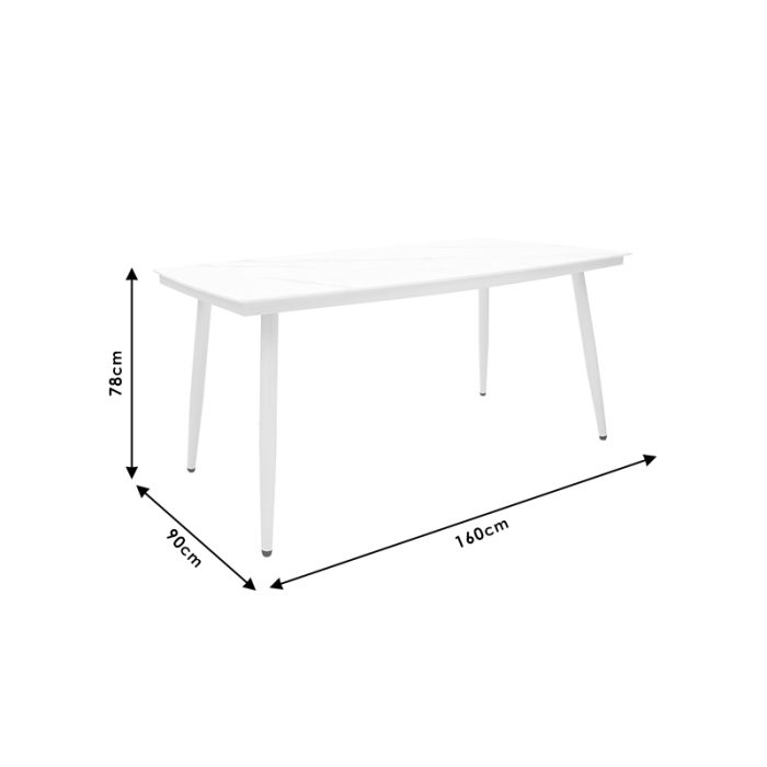 Τραπέζι Zeren pakoworld μέταλλο λευκό-γυαλί 160x90x78εκ-5