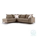 Γωνιακός καναπές δεξιά γωνία Romantic pakoworld ύφασμα mocha-cream 290x235x95εκ