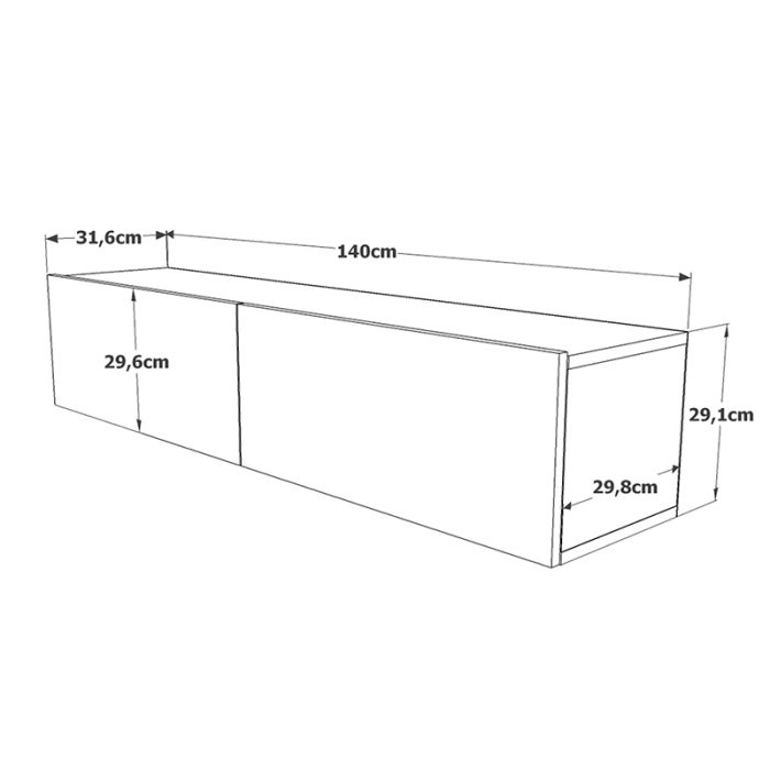 Έπιπλο τηλεόρασης επιτοίχιο Dello pakoworld ανθρακί-oak 140x31