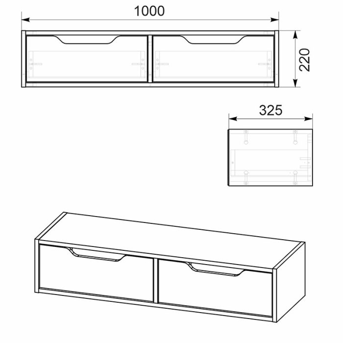 Κονσόλα-τουαλέτα Alberto pakoworld κρεμαστή wenge 100x32.5x22εκ-2