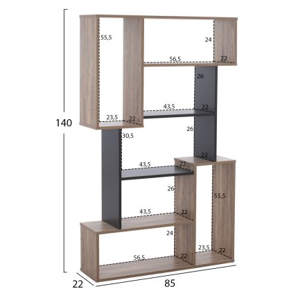 ΒΙΒΛΙΟΘΗΚΗ SHAY HM8768.02 85X22X140 ΓΚΡΙ-2