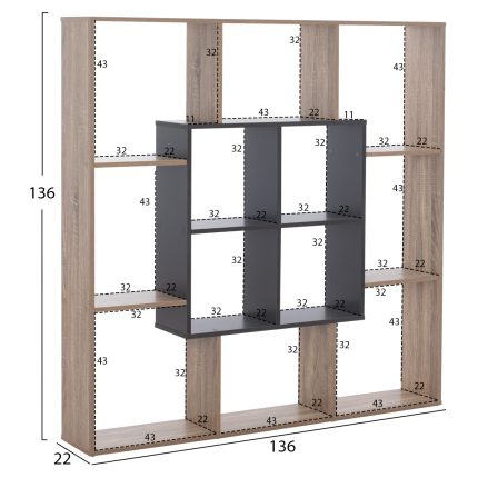 ΒΙΒΛΙΟΘΗΚΗ BRODY HM8771.02 136X22X136 ΓΚΡΙ-2