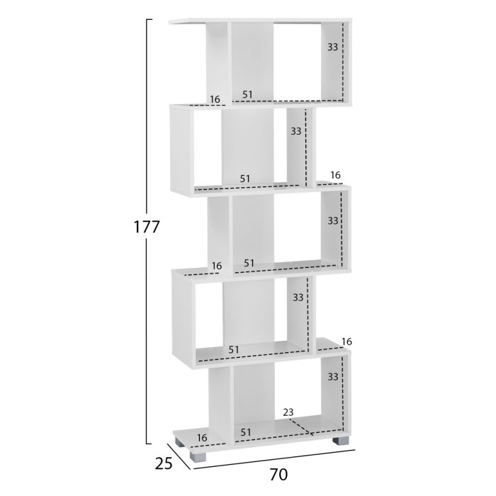 ΒΙΒΛΙΟΘΗΚΗ ΜΕΛΑΜΙΝΗΣ HM2385.04 ΛΕΥΚΗ 70x25x177 εκ.-2