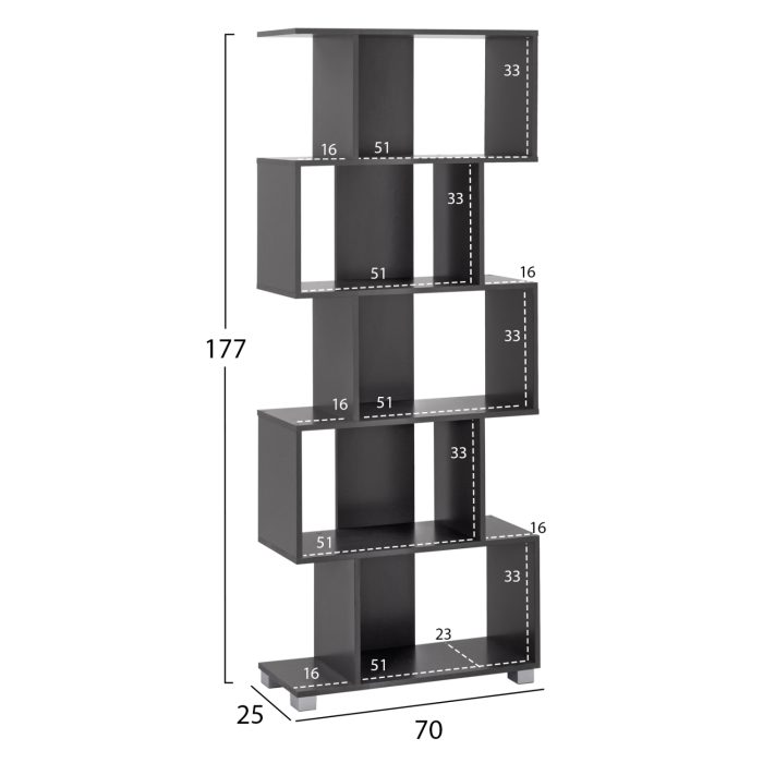 ΒΙΒΛΙΟΘΗΚΗ ΜΕΛΑΜΙΝΗΣ HM2385.10 ΓΚΡΙ 70x25x177Υ εκ.-2