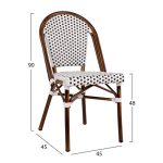 ΚΑΡΕΚΛΑ BISTRO ΑΛΟΥΜΙΝΙΟΥ BAMBOO LOOK ΜΕ ΛΕΥΚΟ-ΜΑΥΡΟ RATTAN HM5566.01 45x54x90Υεκ.-2