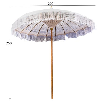 ΟΜΠΡΕΛΑ ΜΑΚΡΑΜΕ ΜΠΕΖ ΞΥΛO TEAK ΣΚΕΛΕΤΟΣ 200X250 HM6035.01-2