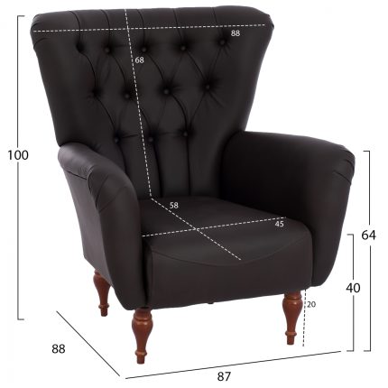 ΠΟΛΥΘΡΟΝΑ ΜΠΕΡΖΕΡΑ Τ. CHESTERFIELD ΣΕ ΧΡΩΜΑ ΚΑΦΕ HM9217.03 87x88x100 εκ.-2