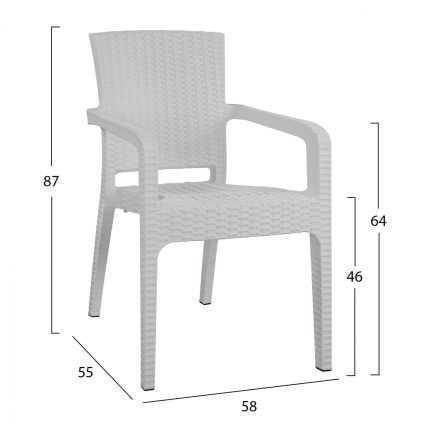 ΠΟΛΥΘΡΟΝΑ ΠΟΛΥΠΡΟΠΥΛΕΝΙΟΥ RATTAN HM5590.04 ΧΡΩΜΑ ΛΕΥΚΟ 58x55x87 cm.-2