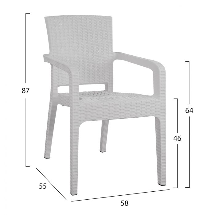 ΠΟΛΥΘΡΟΝΑ ΠΟΛΥΠΡΟΠΥΛΕΝΙΟΥ RATTAN HM5590.04 ΧΡΩΜΑ ΛΕΥΚΟ 58x55x87 cm.-2