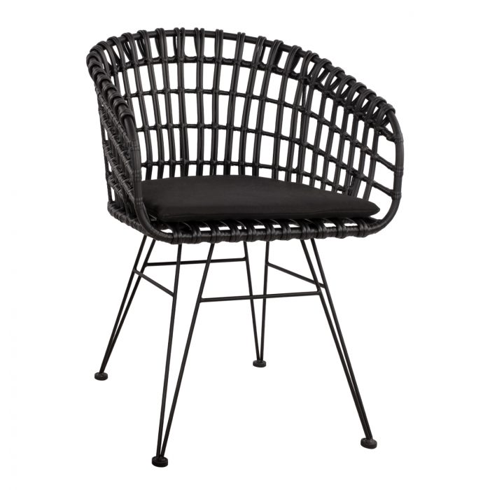 ΠΟΛΥΘΡΟΝΑ ΤΥΠΟΥ ΦΩΛΙΑ ΜΕΤΑΛΛΙΚΗ ALLEGRA HM5456.02 ΜΕ WICKER ΜΑΥΡΟ 59Χ56