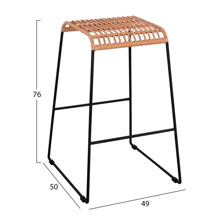 ΣΚΑΜΠΟ ΜΕΤΑΛΛΙΚΟ ALLEGRA HM5641 ΜΕ WICKER ΣΕ ΜΠΕΖ ΑΠΟΧΡΩΣΗ 49x50x76 εκ.-2