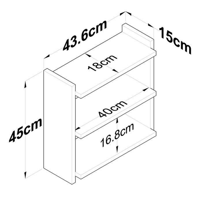 Ραφιέρα Anthia pakoworld καρυδί-λευκό 43.5x15x45εκ-6