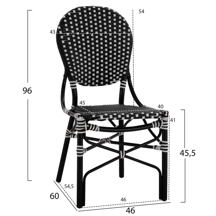 ΚΑΡΕΚΛΑ ΑΛΟΥΜΙΝΙΟΥ BAMBOO LOOK ΜΕ WICKER ΜΑΥΡΟ ΛΕΥΚΟ HM5792.02 46x60x96 εκ.-2