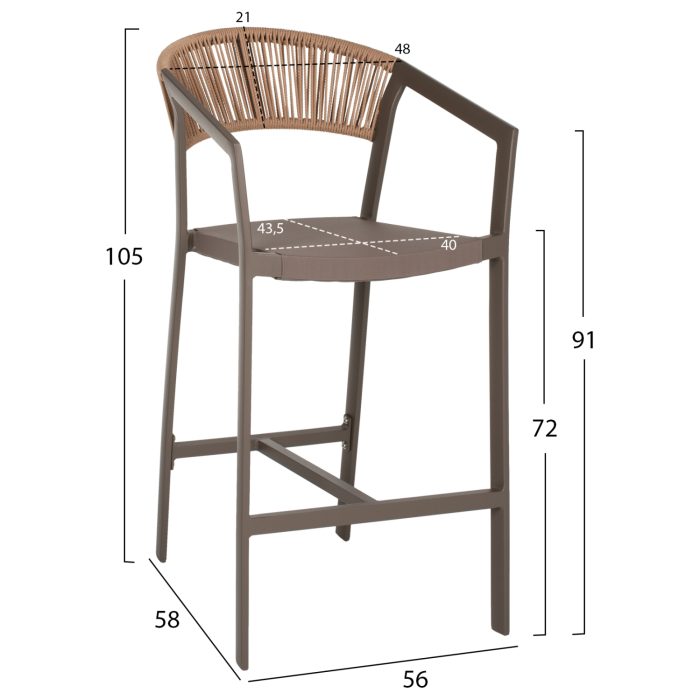 ΣΚΑΜΠΟ ΑΛΟΥΜΙΝΙΟΥ ΜΕ ΜΠΡΑΤΣΑ ΣΑΜΠΑΝΙΖΕ RATTAN ΛΕΥΚΟ TEXTLINE HM5892.03 56x58x105Y εκ.-2