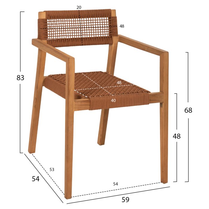 ΠΟΛΥΘΡΟΝΑ CHARLOTTE HM9637.01 ΞΥΛΟ TEAK ΦΥΣΙΚΟ & ΜΠΕΖ ΣΧΟΙΝΙ 59x54x83Y εκ.-2