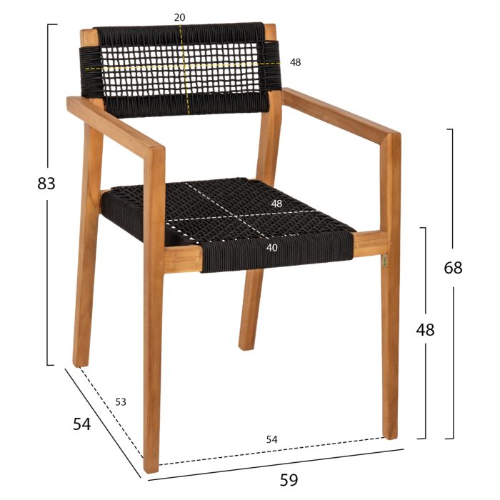 ΠΟΛΥΘΡΟΝΑ CHARLOTTE HM9637.02 ΞΥΛΟ TEAK ΦΥΣΙΚΟ & ΜΑΥΡΟ ΣΧΟΙΝΙ 59x54x83Y εκ.-2