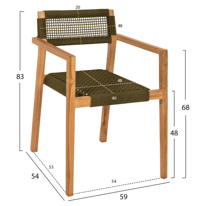 ΠΟΛΥΘΡΟΝΑ CHARLOTTE HM9637.05 ΞΥΛΟ TEAK ΦΥΣΙΚΟ & ΠΡΑΣΙΝΟ ΣΧΟΙΝΙ 59x54x83Y εκ.-2