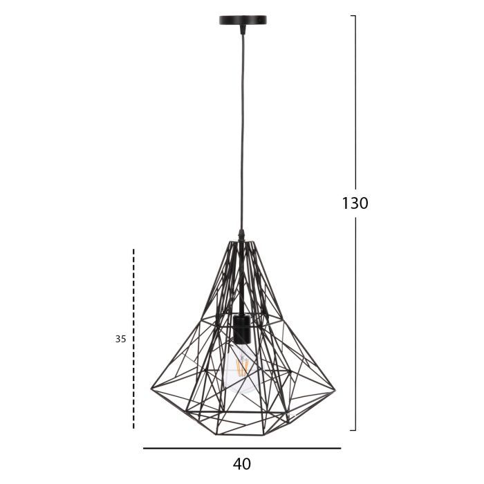 ΦΩΤΙΣΤΙΚΟ ΟΡΟΦΗΣ ΚΡΕΜΑΣΤΟ HM4068 ΜΑΥΡΟ ΜΕΤΑΛΛΙΚΟ ΚΑΠΕΛΟ 40x35x130Υεκ.-2