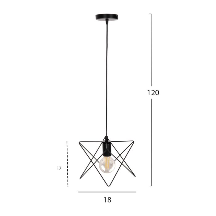 ΦΩΤΙΣΤΙΚΟ ΟΡΟΦΗΣ ΚΡΕΜΑΣΤΟ HM4075 ΜΑΥΡΟ ΜΕΤΑΛΛΙΚΟ ΚΑΠΕΛΟ 18x17x120Υεκ.-2