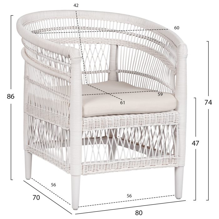 ΠΟΛΥΘΡΟΝΑ MALAWI HM9635.02 ΞΥΛΟ ΜΑΟΝΙ ΜΕ RATTAN ΛΕΥΚΟ-ΛΕΥΚΟ ΜΑΞΙΛΑΡΙ 80x70x86Υεκ.-2