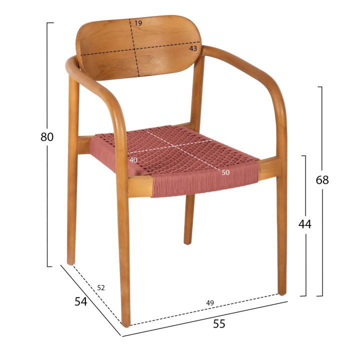 ΠΟΛΥΘΡΟΝΑ OSLO HM9636.06 ΞΥΛΟ TEAK ΦΥΣΙΚΟ & ΡΟΖ ΣΧΟΙΝΙ 55x54x80Yεκ.-2