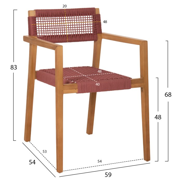 ΠΟΛΥΘΡΟΝΑ CHARLOTTE HM9637.06 ΞΥΛΟ TEAK ΦΥΣΙΚΟ & ΡΟΖ ΣΧΟΙΝΙ 59x54x83Y εκ.-2