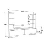 Σύνθετο σαλονιού Clarry pakoworld λευκό-φυσικό 183.6x31.5x140εκ-4