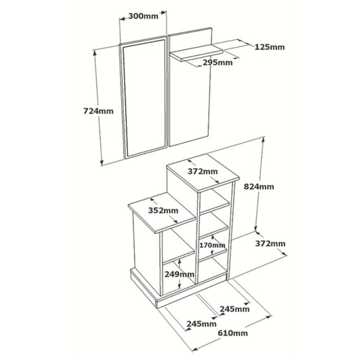 Έπιπλο εισόδου Wizbo pakoworld μελαμίνης λευκό 61x37x82.5εκ-4