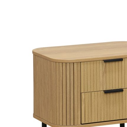 Κομοδίνο Scandi pakoworld με 2 συρτάρια φυσικό-μαύρο 57x42x50εκ-2