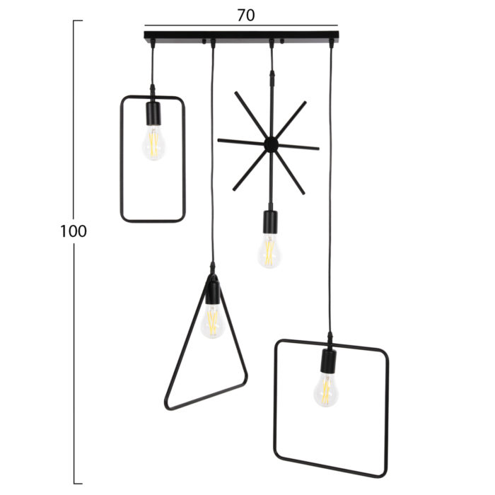 ΦΩΤΙΣΤΙΚΟ ΟΡΟΦΗΣ 4-ΦΩΤΟ HM4099 ΜΑΥΡΑ ΜΕΤΑΛΛΙΚΑ ΣΧΗΜΑΤΑ 70x38x106Υ εκ.-2