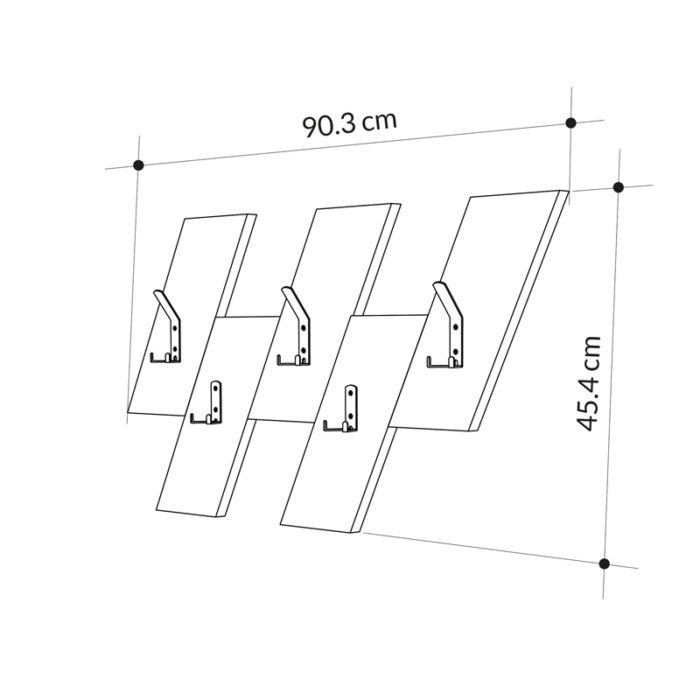 Κρεμάστρα τοίχου Livy pakoworld λευκό μελαμίνης 75.2x1.8x45.3εκ-2