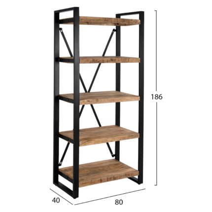 ΒΙΒΛΙΟΘΗΚΗ TURNER ΜΕΤΑΛΛΟ ΚΑΙ ΜΑΣΙΦ ΞΥΛΟ MANGO HM8188.11 80x45x186Υ εκ.-2