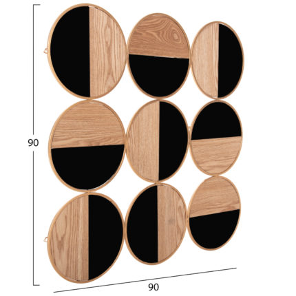 ΔΙΑΚΟΣΜΗΤΙΚΟ ΤΟΙΧΟΥ HM4197 ΜΕΤΑΛΛΟ ΣΕ ΧΡΥΣΟ-MDF ΣΕ ΦΥΣΙΚΟ-ΜΑΥΡΟ 90x90 εκ.-2