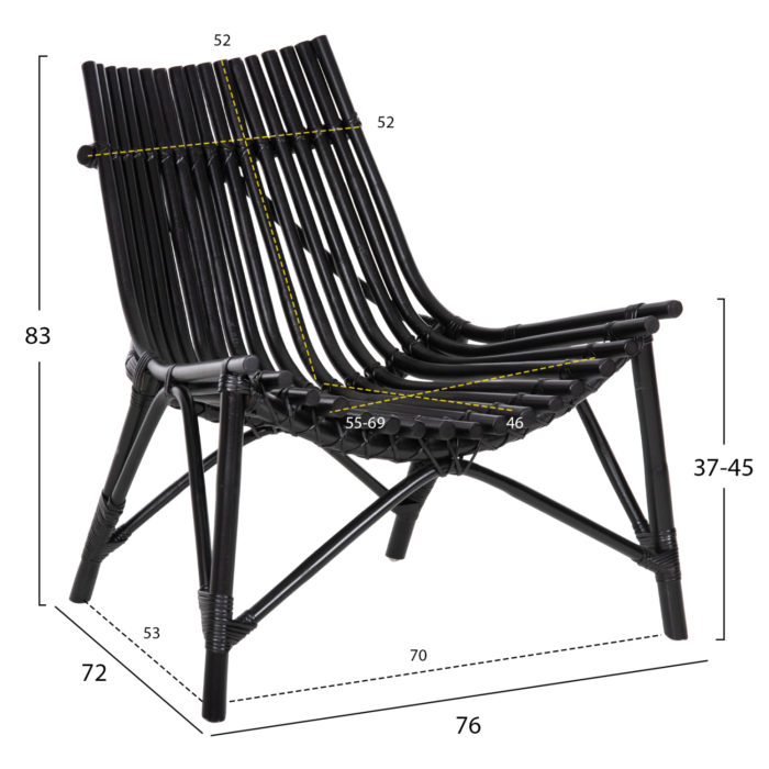 ΚΑΡΕΚΛΑ ΕΞΩΤ.ΧΩΡΟΥ CELLION HM9812.02 ΡΑΒΔΟΙ RATTAN ΣΕ ΜΑΥΡΟ ΧΡΩΜΑ 76x72x83Υεκ.-2
