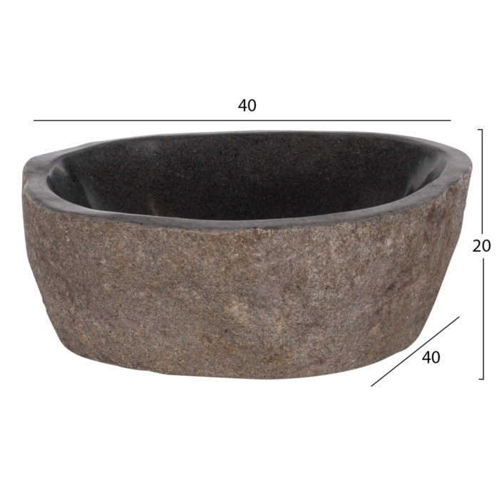 ΝΕΡΟΧΥΤΗΣ STONE SINK ΛΑΞΕΥΜΕΝΗ ΠΕΤΡΑ ΓΚΡΙ ΧΡΩΜΑ 40x40x20Yεκ.HM7807-2