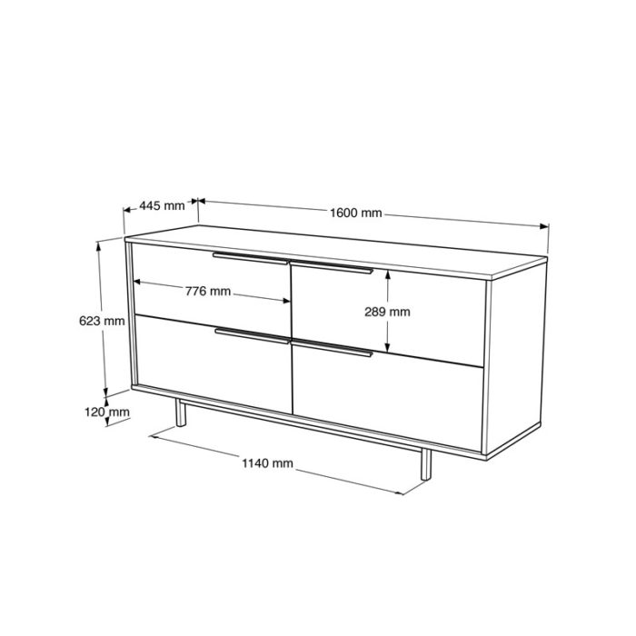 Μπουφές Lebon pakoworld μελαμίνης λευκό-μαύρο 160x44.5x74εκ-2