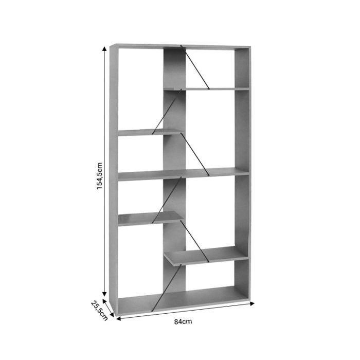 Βιβλιοθήκη Tars pakoworld οακ-μαύρο 84x25.5x154.5εκ-2