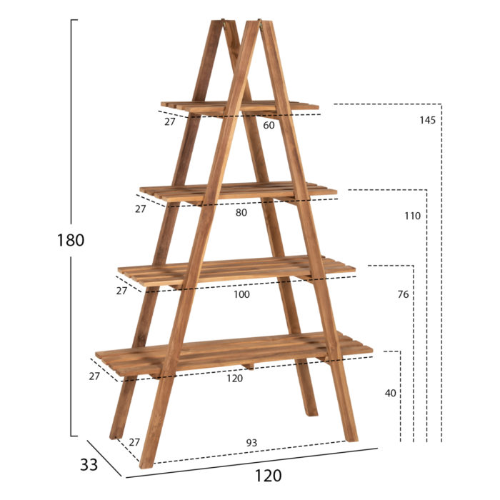 ΒΙΒΛΙΟΘΗΚΗ STAM HM7895 TEAK ΞΥΛΟ ΣΕ ΦΥΣΙΚΟ ΧΡΩΜΑ 120x33x180Y εκ.-2