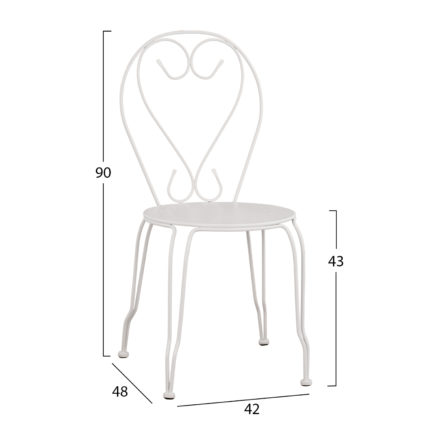 ΚΑΡΕΚΛΑ ΜΕΤΑΛΛΙΚΗ AMORE ΛΕΥΚΗ 42x48x90 εκ. HM5007.12-2