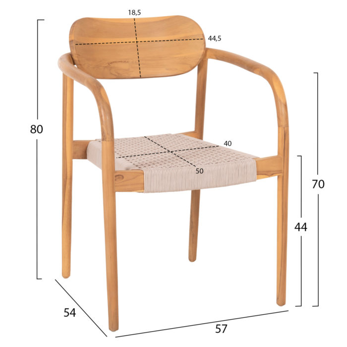 ΠΟΛΥΘΡΟΝΑ OSLO HM9636.07 ΞΥΛΟ TEAK ΦΥΣΙΚΟ & ΜΠΕΖ ΣΧΟΙΝΙ 55x54x80Yεκ.-2