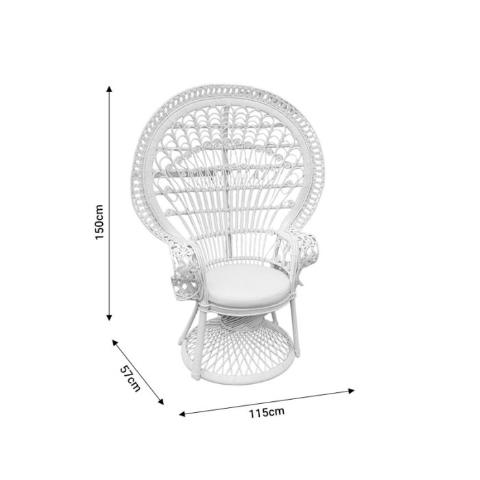 Πολυθρόνα Dorothy Inart με λευκό μαξιλάρι-λευκό rattan 115x57x150εκ-2