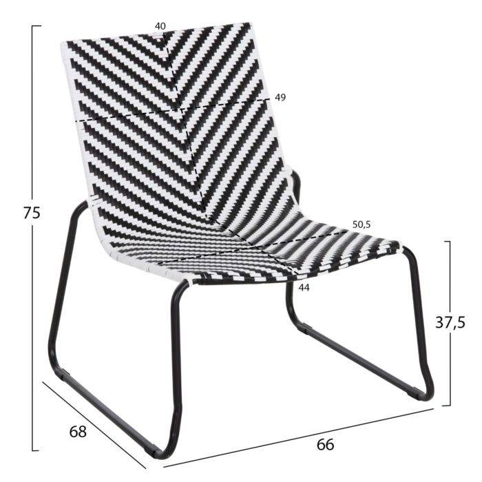 ΜΕΤΑΛΛΙΚΗ ΚΑΡΕΚΛΑ PONY HM6082 ΜΑΥΡΟ & ΑΣΠΡΟ ΣΥΝΘ.RATTAN 66x68x75Υεκ.-2