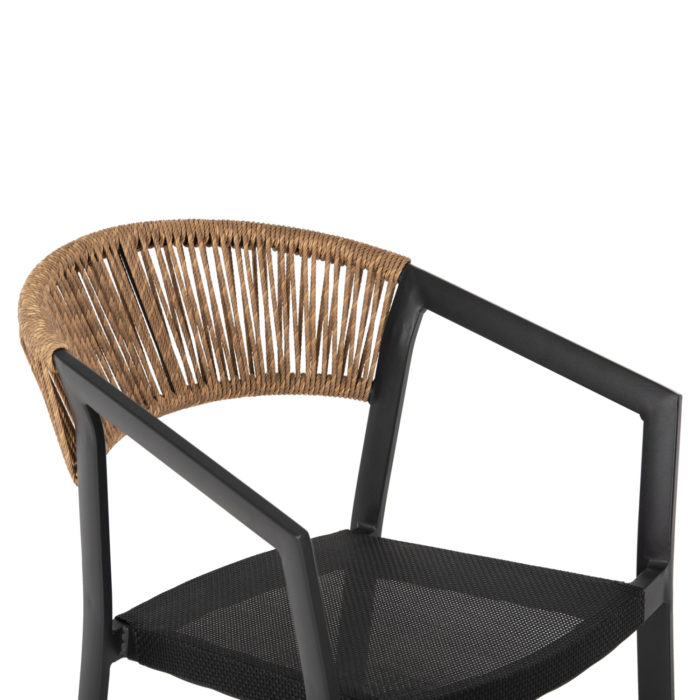 ΣΚΑΜΠΟ ΑΛΟΥΜΙΝΙΟΥ ΜΑΥΡΟ ΜΕ ΜΠΡΑΤΣΑ RATTAN & TEXTLINE 56x58x105Yεκ.HM5892.25-6