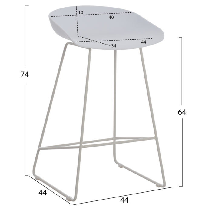 ΣΚΑΜΠΟ ΜΠΑΡ NAILA HM9299.01 ΛΕΥΚΟ ΜΕΣΑΙΟΥ ΥΨΟΥΣ 44x44x74Yεκ.-2