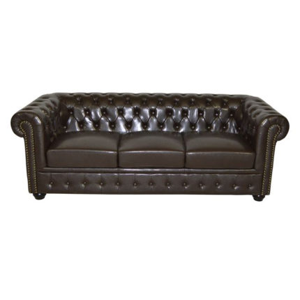 ΚΑΝΑΠΕΣ 3ΘΕΣΙΟΣ T.CHESTERFIELD HM3009.01 ΤΕΧΝΟΔΕΡΜΑ ΣΚΟΥΡΟ ΚΑΦΕ 208x90x73Υ εκ.-2