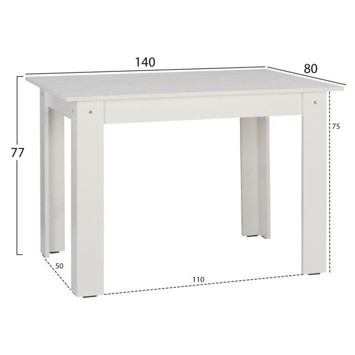 ΤΡΑΠΕΖΙ ΚΟΥΖΙΝΑΣ KELVIN 140x80x77Υεκ. ΛΕΥΚΟ HM2429.03-2