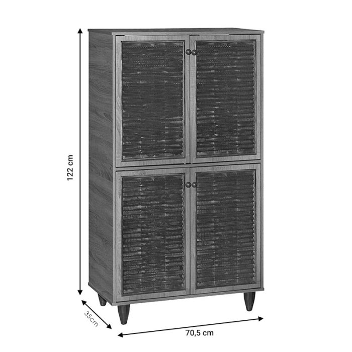 Παπουτσοθήκη-ντουλάπι Ronan pakoworld χρώμα wenge 70.5x35x122εκ-2