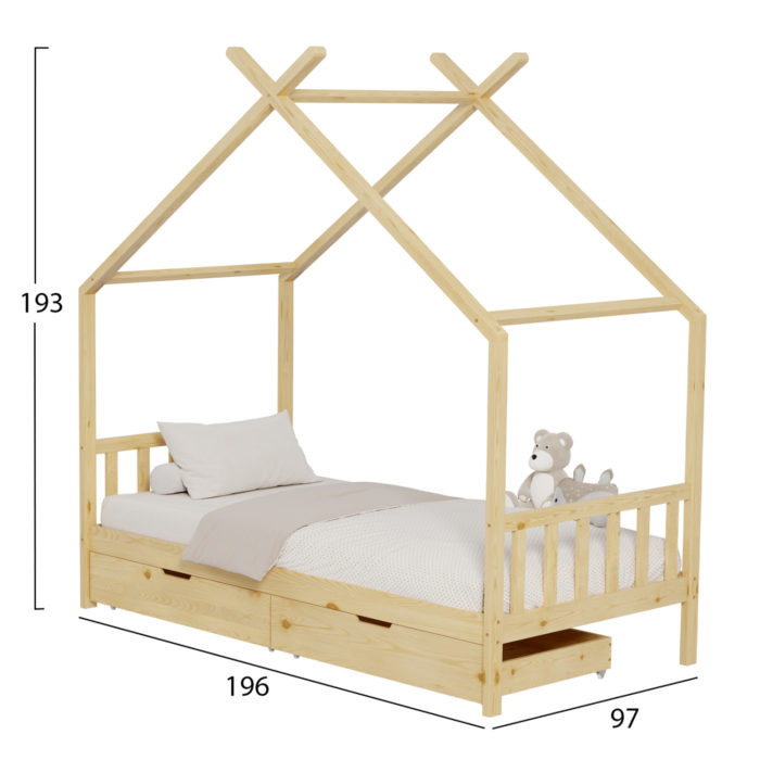 ΚΡΕΒΑΤΙ ΠΑΙΔΙΚΟ KLARICE HM680.01 τ.MONTESSORI-2 ΣΥΡΤΑΡΙΑ-ΞΥΛΟ ΠΕΥΚΟ ΦΥΣΙΚΟ-190x90εκ-3