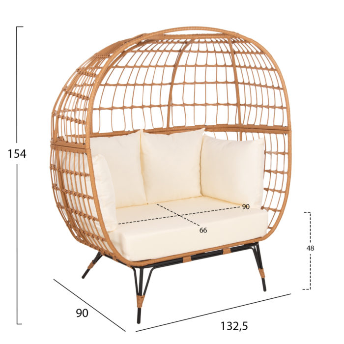 ΠΟΛΥΘΡΟΝΑ ΦΩΛΙΑ MIAMI 2 ΑΤΟΜΩΝ ΤΥΠΟΥ RATTAN HM5870.11 132.5x90x154Υεκ-2